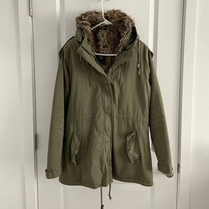 Fur Lined Green Coat